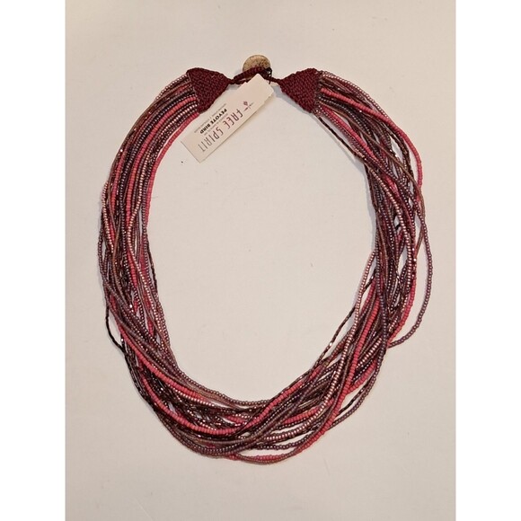 Peyote Bird Multi Strand Seed Beed Necklace 19.5" Crochet Button Fasten NWT - Picture 7 of 8